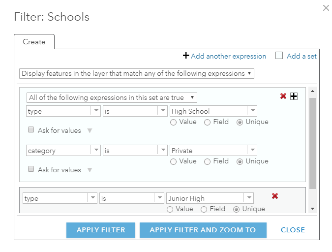 Filter example when any expressions can be true